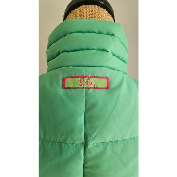 Lilly Pulitzer Down Puffer  Mint Green Vest, Tropical lining design, Sz XS - Picture 5 of 16